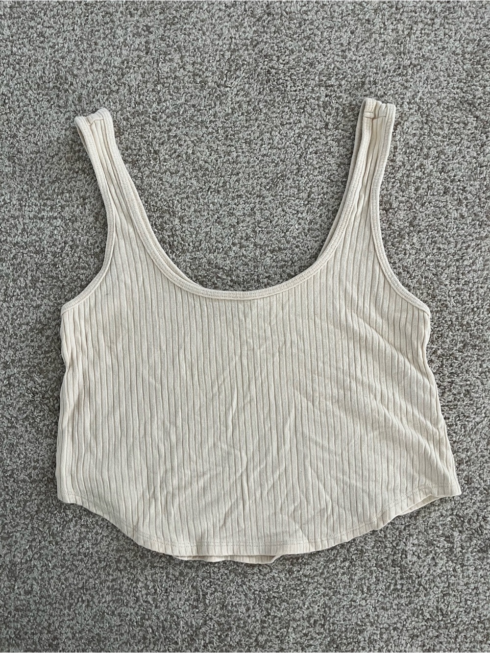 Beyond Yoga Ribbed Scoop Crop Tank Top - Cream